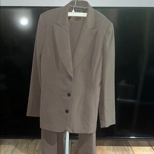 Anne Klein Brown Pantsuit Modern Minimalist Design